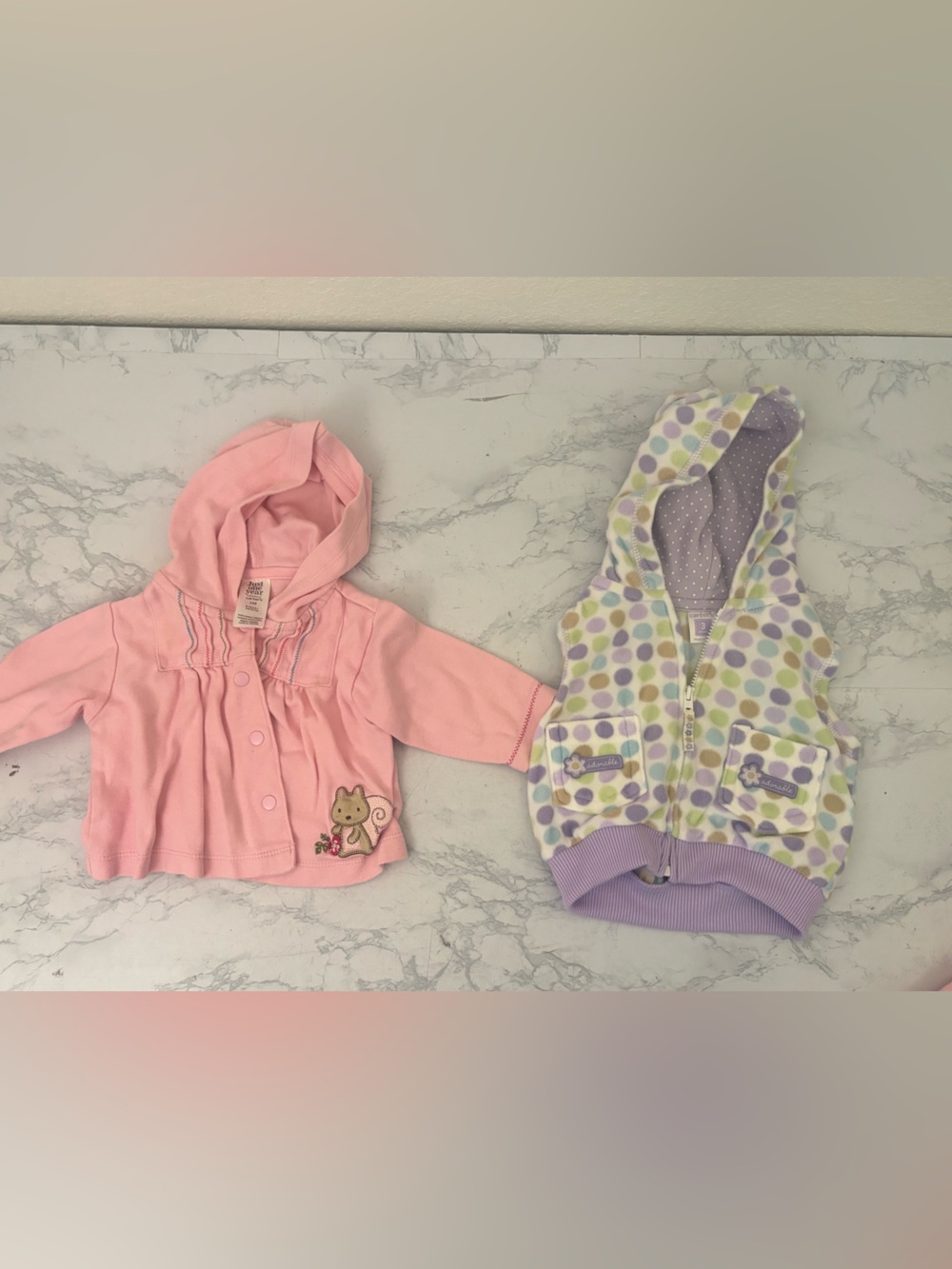 Carter's Girls Jacket Hoodie Light Pink Zip Up Soft Ruffle Jacket 3M Lot Of 5 - Picture 2 of 7